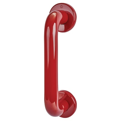 Rouge Red Nylon D-Bar Door Pull Handle on Rose - Screw Fix - 300mm c/c