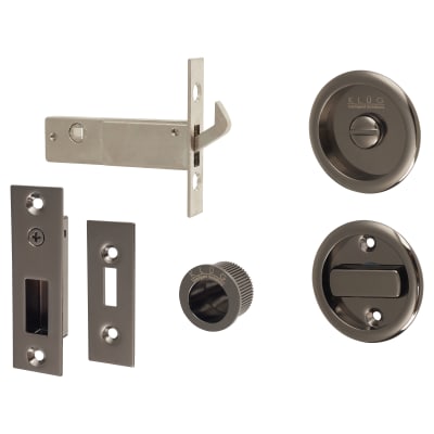 Round Flush Privacy Set with Bolt - Black Nickel