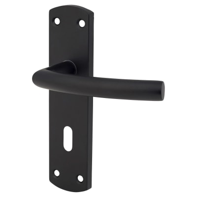 Matt Black Arched Keyhole Lock Door Handles - 172 x 44mm