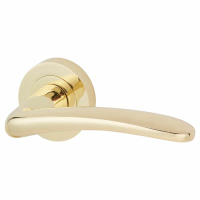 Polished Brass Door Handles on Round Rose - Eloise Range