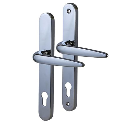 Chrome uPVC Multipoint Door Handles - Long Plate - 92mm c/c - Sparta Range