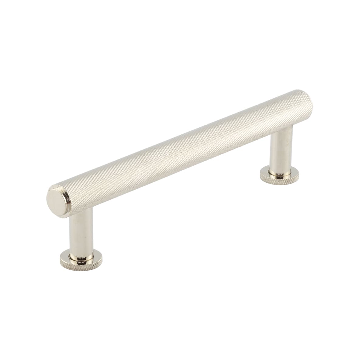 Piccadilly 15mm Knurled T-Bar Cabinet Pull Handle - 128mm c/c - Polished Nickel