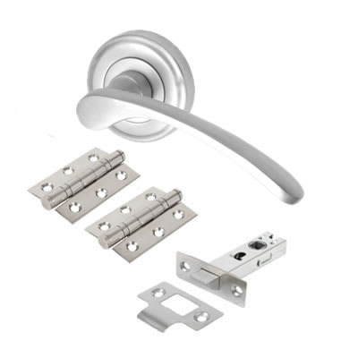 Marcus Satin Chrome Latch Door Handles on Rose Pack - Sophia Range
