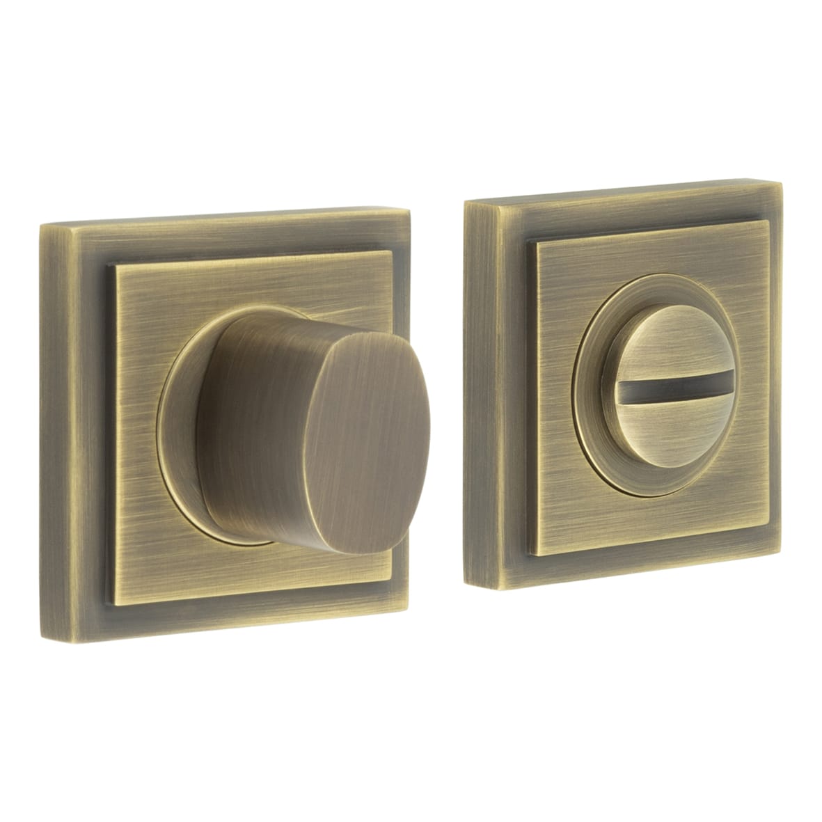 Inner 3 Turn & Release with Square Stepped Rose - 47 x 47mm - Antique Brass
