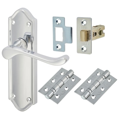 Polished Chrome Scroll Latch Door Handles Pack - Ashmead Range