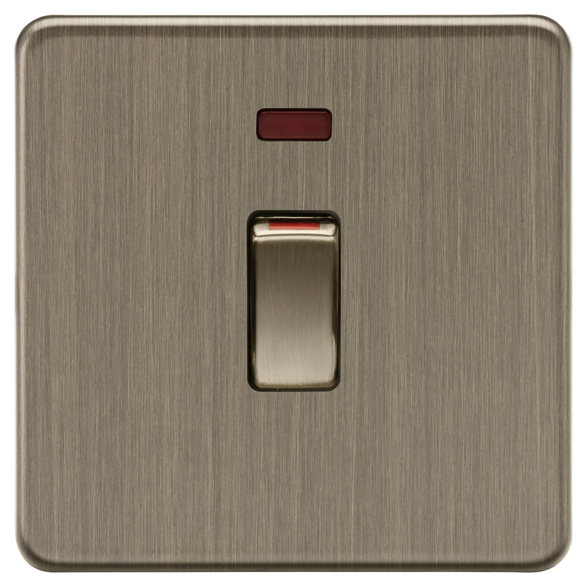 45A 1 Gang Screwless Flat Plate Double Pole Cooker Switch with Neon - Antique Brass