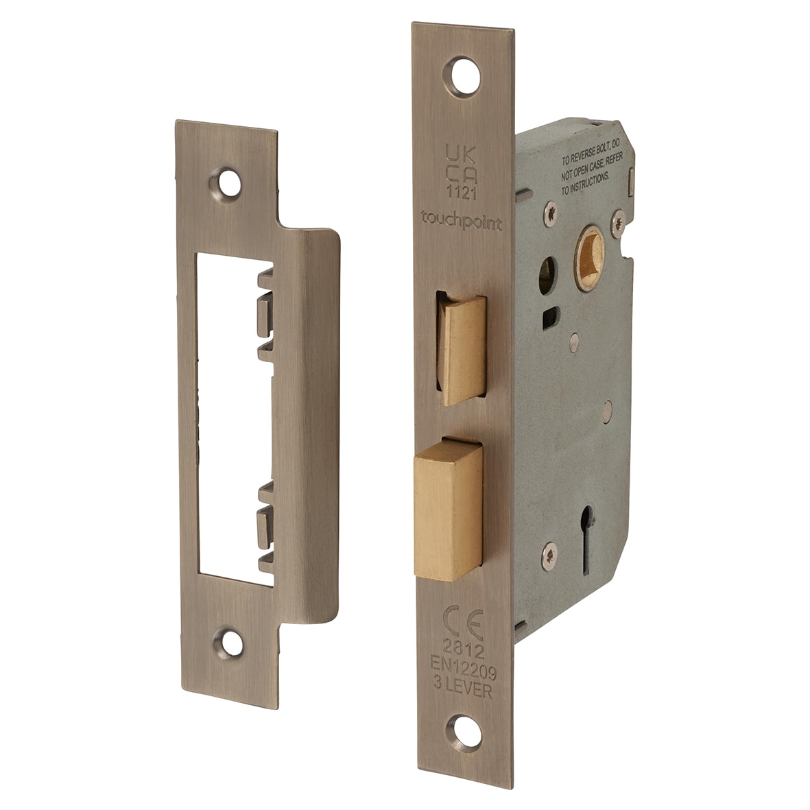 Contract Bolt Through 3 Lever Sashlock - 65mm Case - 44mm Backset - Antique Brass