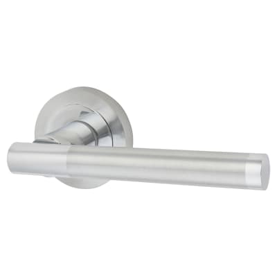 Satin Nickel/Polished Chrome Door Handles on Round Rose - Bella Range