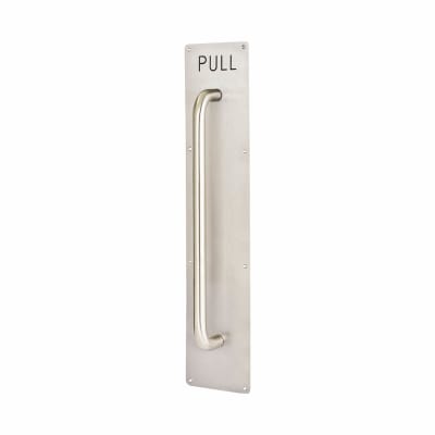 Satin Stainless Steel 19mm D-Bar Door Pull Handle on Plate - PULL - Screw Fix - 800 x 125mm