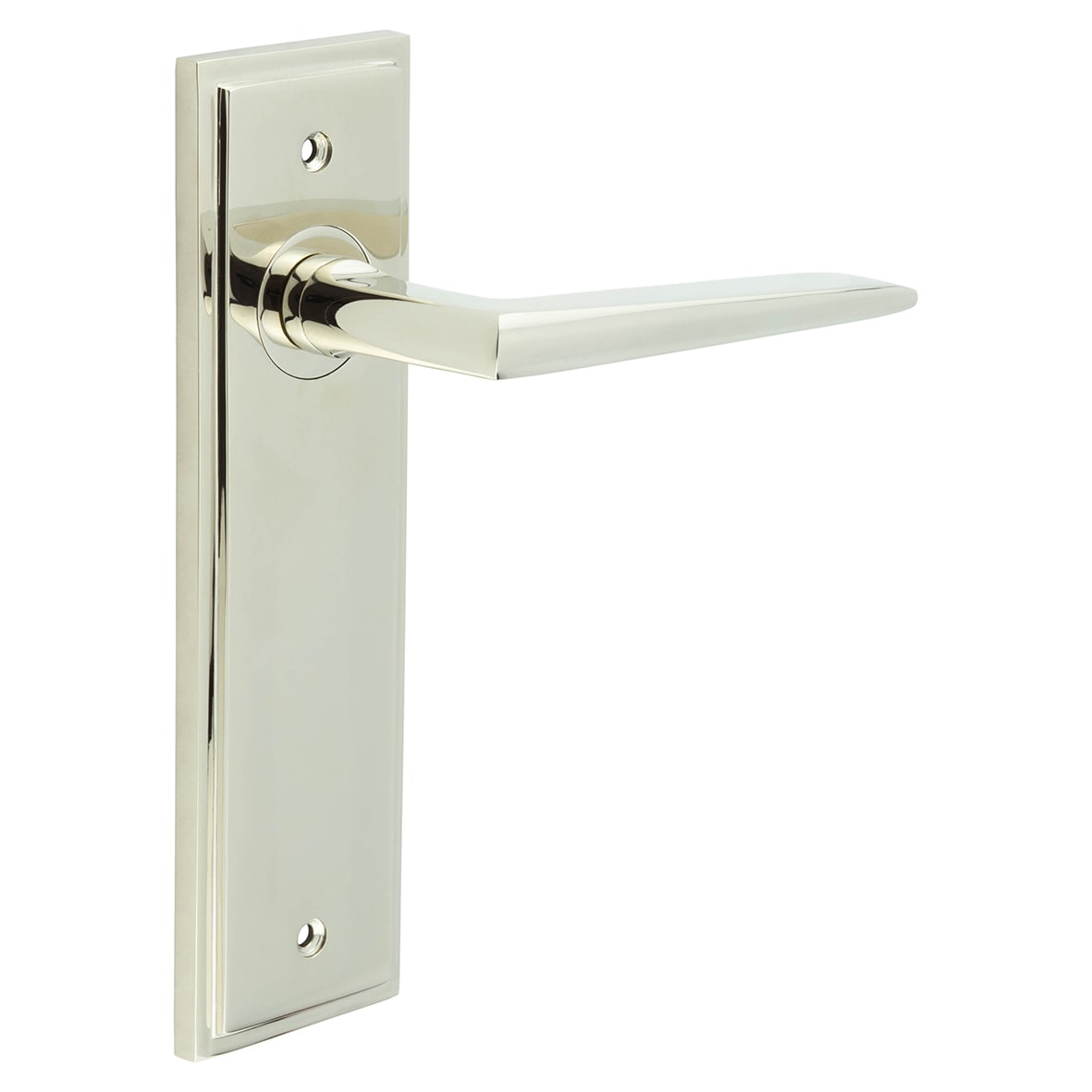 Polished Nickel Fire Rated Latch Door Handles - Mayfair - 200 x 55mm