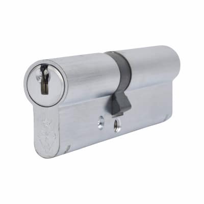 1 Star 6 Pin Kitemarked 100mm Euro Double Cylinder - 45 + 55mm - Satin Chrome - Keyed to Differ