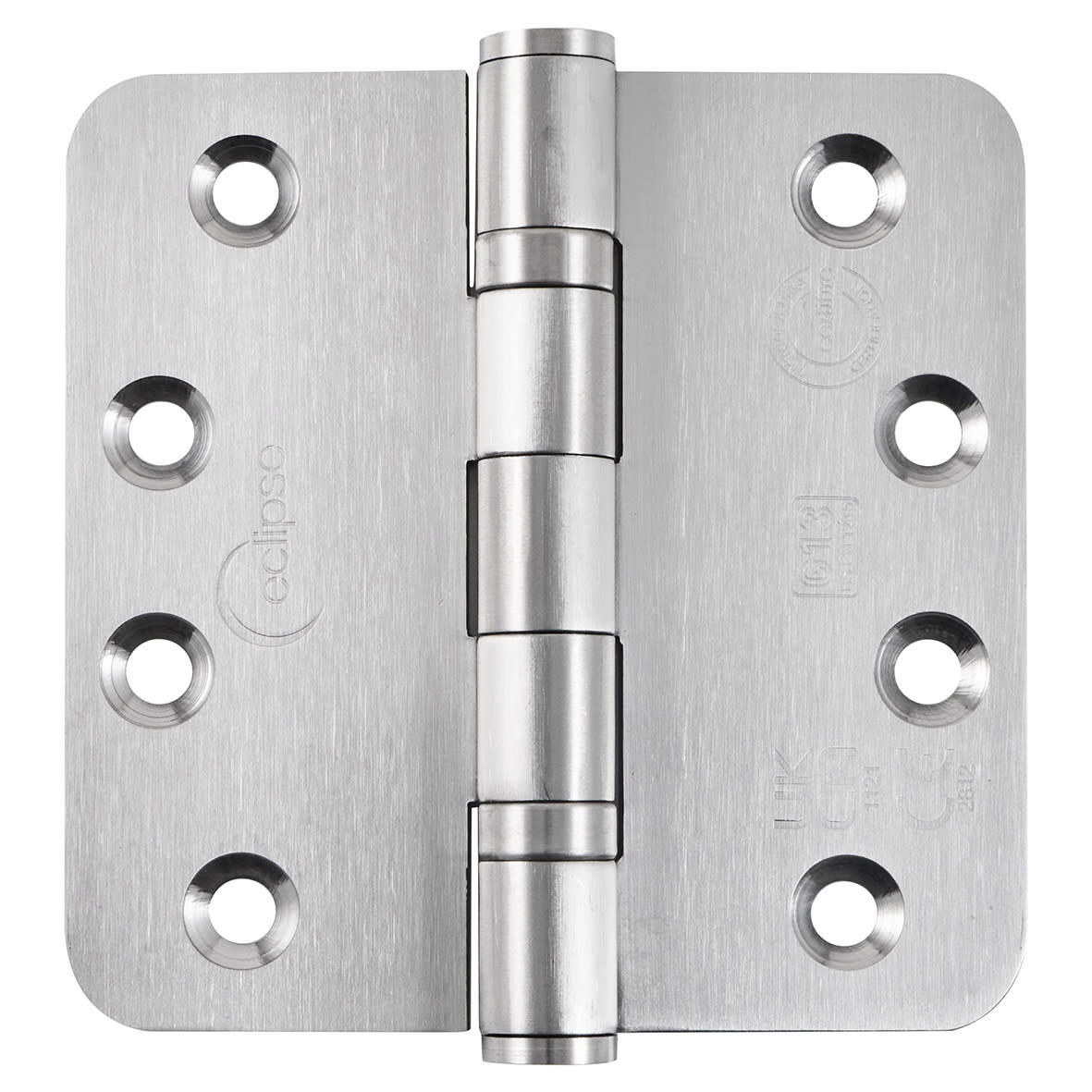Radius Ball Bearing Grade 13 Butt Fire Door Hinge - 102 x 102 x 3mm - Satin Stainless - Pair