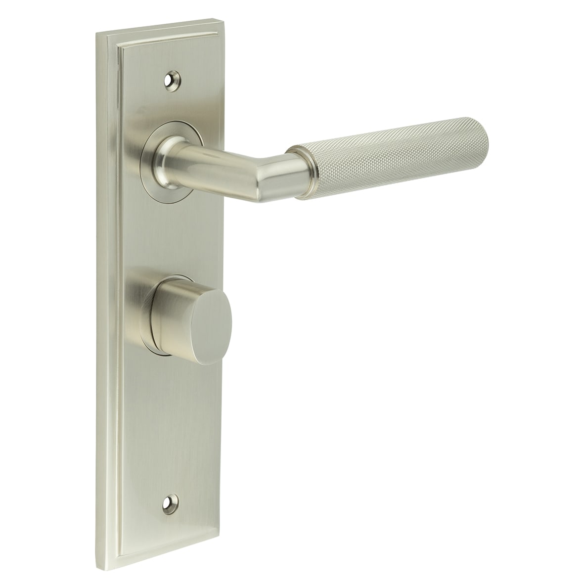 Satin Nickel Fire Rated Bathroom Door Handles - Piccadilly - Inner 2 - 200 x 55mm