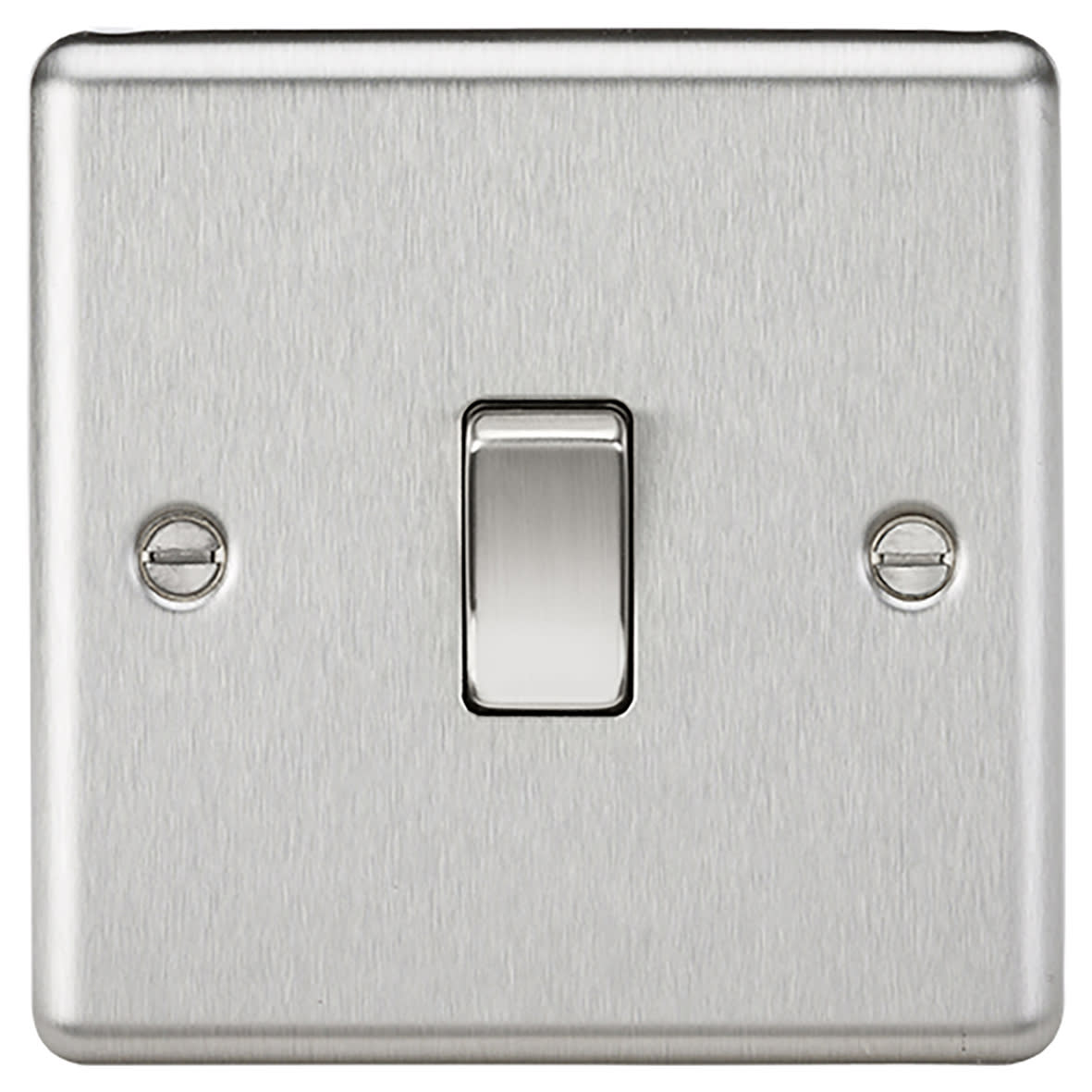 20A 1 Gang Round Edge Double Pole Appliance Switch - Brushed Chrome
