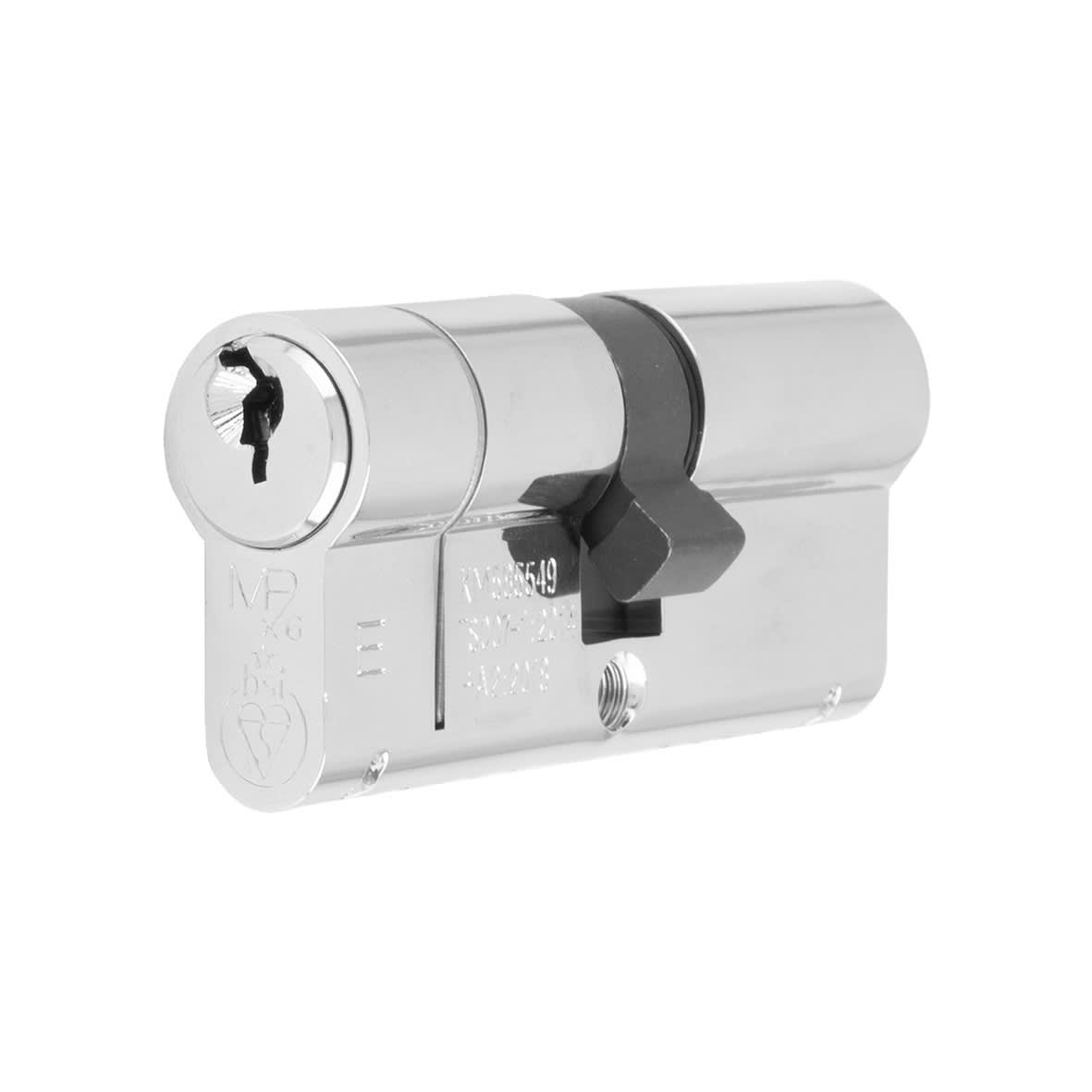 1 Star 6 Pin 80mm Euro Double Cylinder - 40 + 40mm - Polished Chrome - Keyed to Differ