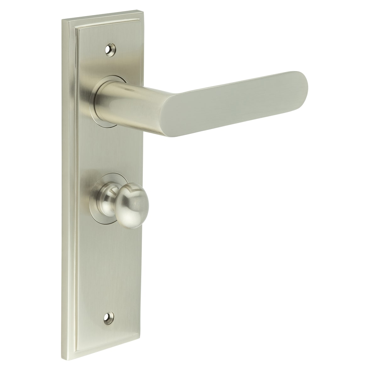 Satin Nickel Fire Rated Bathroom Door Handles - Kensington - Inner 1 - 200 x 55mm