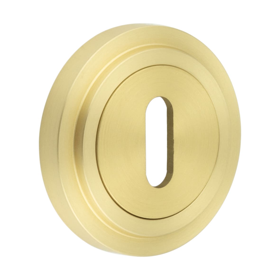 Escutcheon on Stepped Rose - 53mm Diameter - Keyhole - Satin Brass