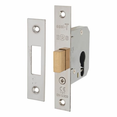 Contract Euro Profile Deadlock - 65mm Case - 44mm Backset - Polished Nickel