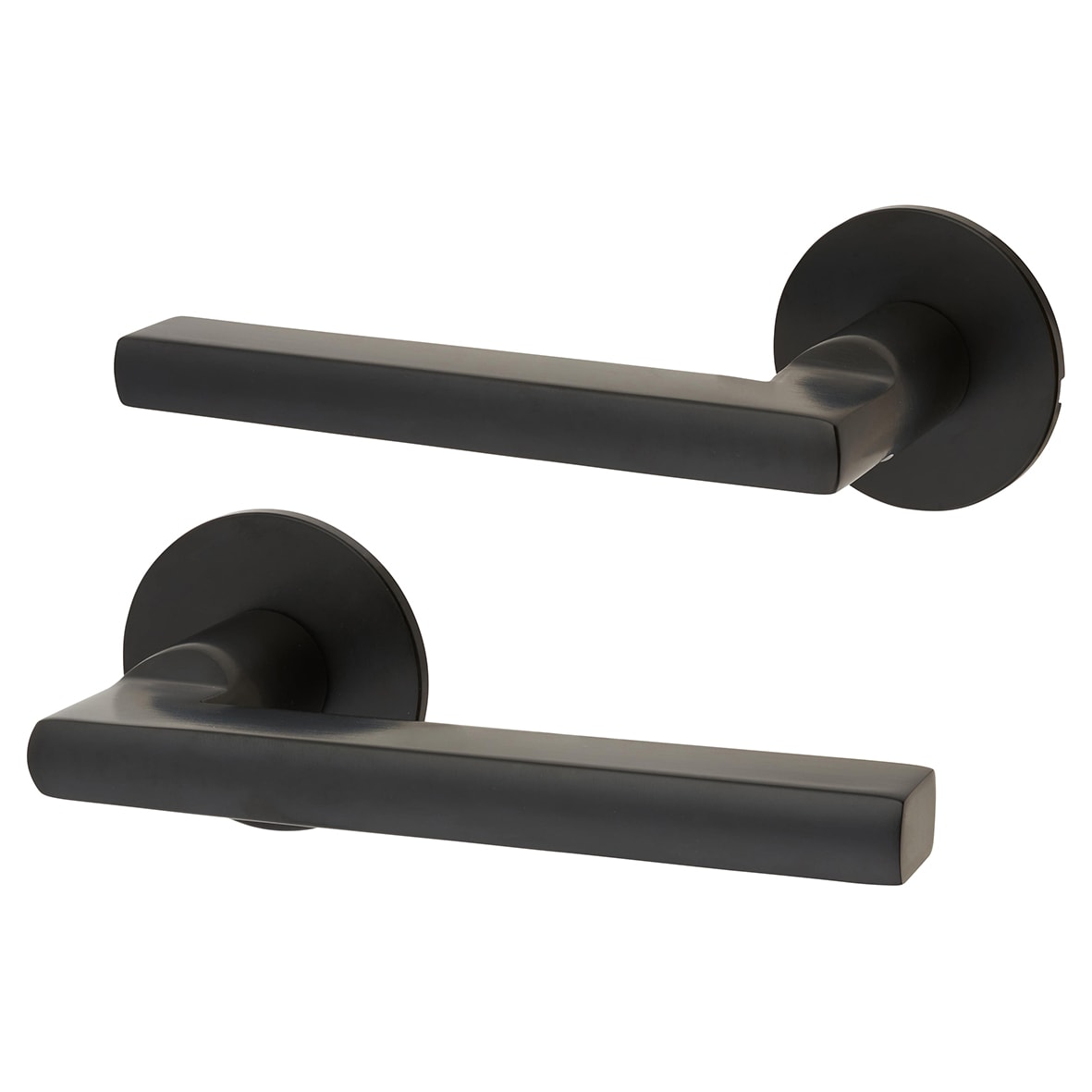 Matt Black Door Handles on Round Slim Rose - Schema Rita Range