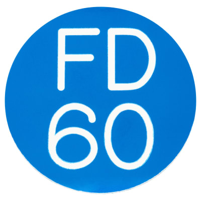 Fire Door Sign - Self Adhesive - 50mm Diameter - Rigid Plastic - Blue