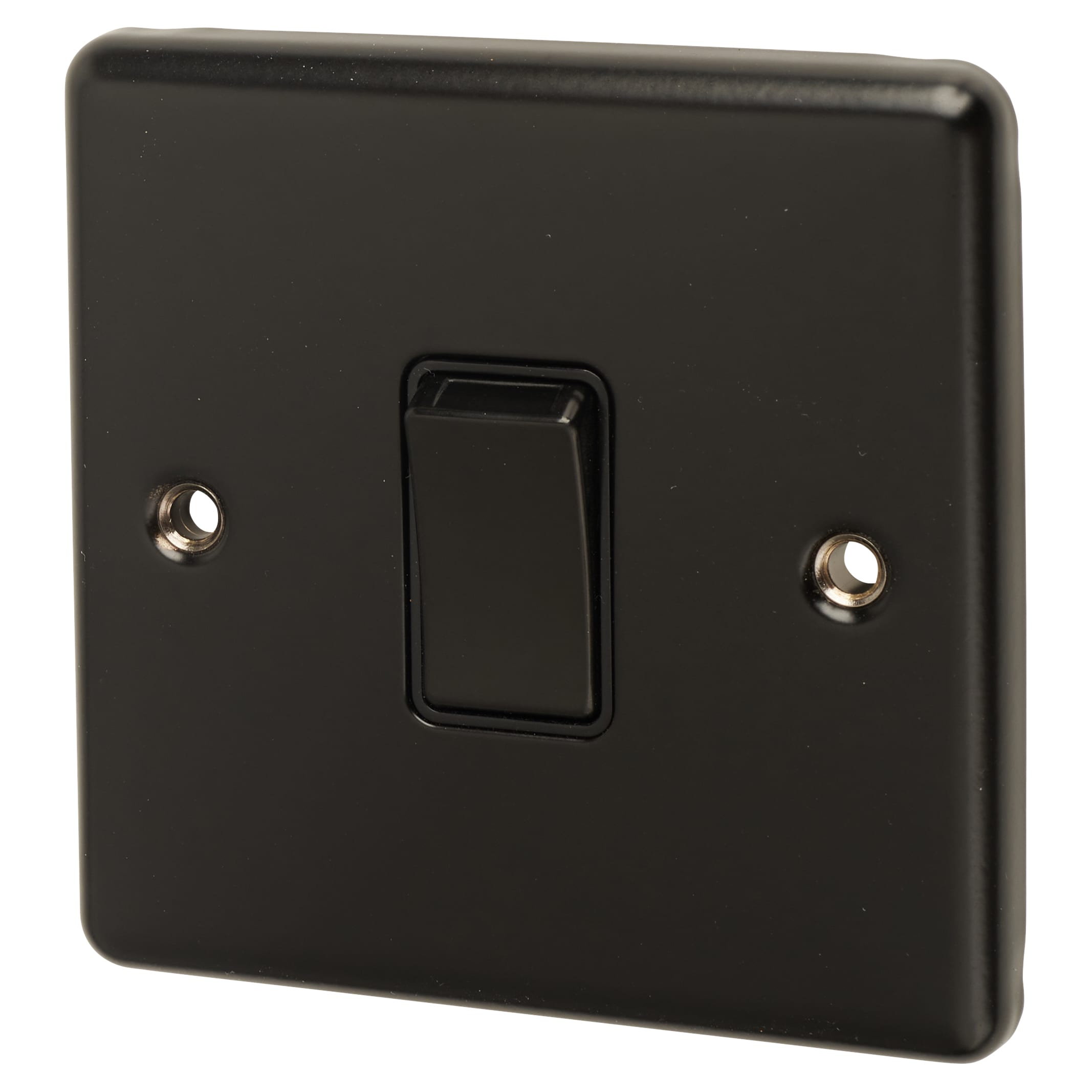 Enhance Decorative 10A 1 Gang 2 Way Light Switch - Matt Black with Black Inserts