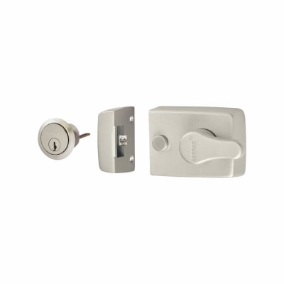 Deadlocking Nightlatch - 60mm Backset - Silver Case/Satin Chrome Cylinder