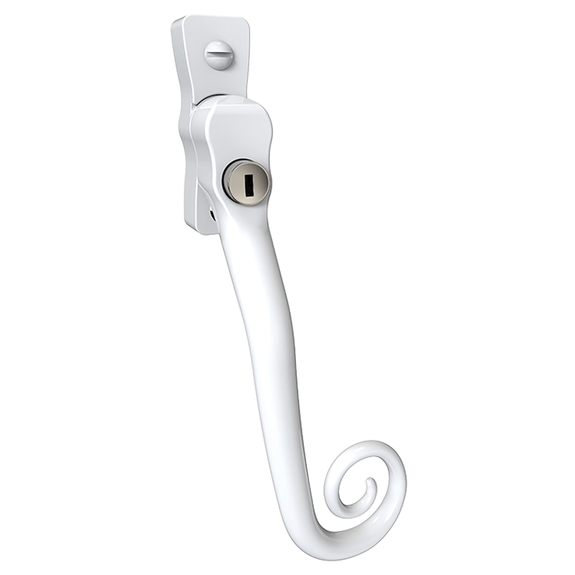 Heritage Monkey Tail Locking Espagnolette Casement Window Handle - Right Hand - White