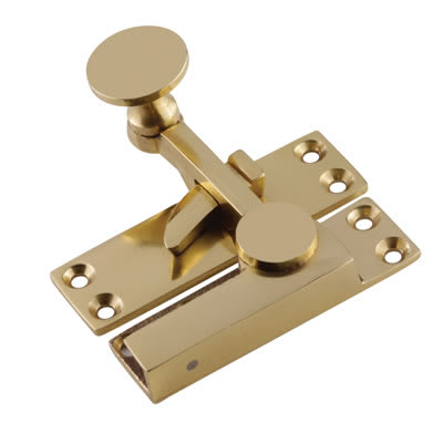 Quadrant Arm Sash Window Fastener - 72 x 20mm - Polished Brass