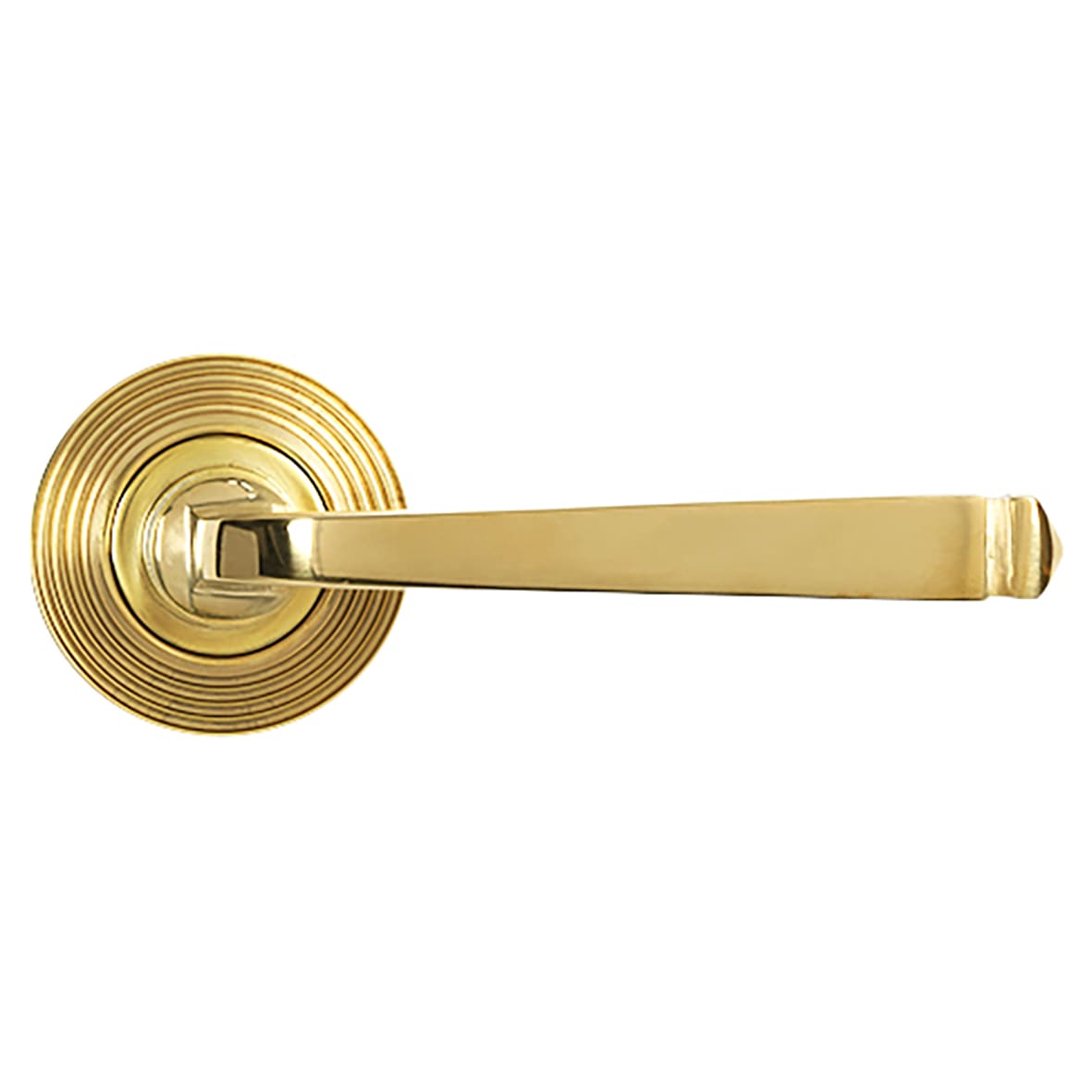 Polished Brass Door Handles on Round Beehive Rose - Avon Range
