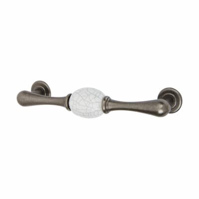 Chateau 27mm Porcelain Crackle T-Bar Cabinet Pull Handle - 128mm Centres - Polished Steel
