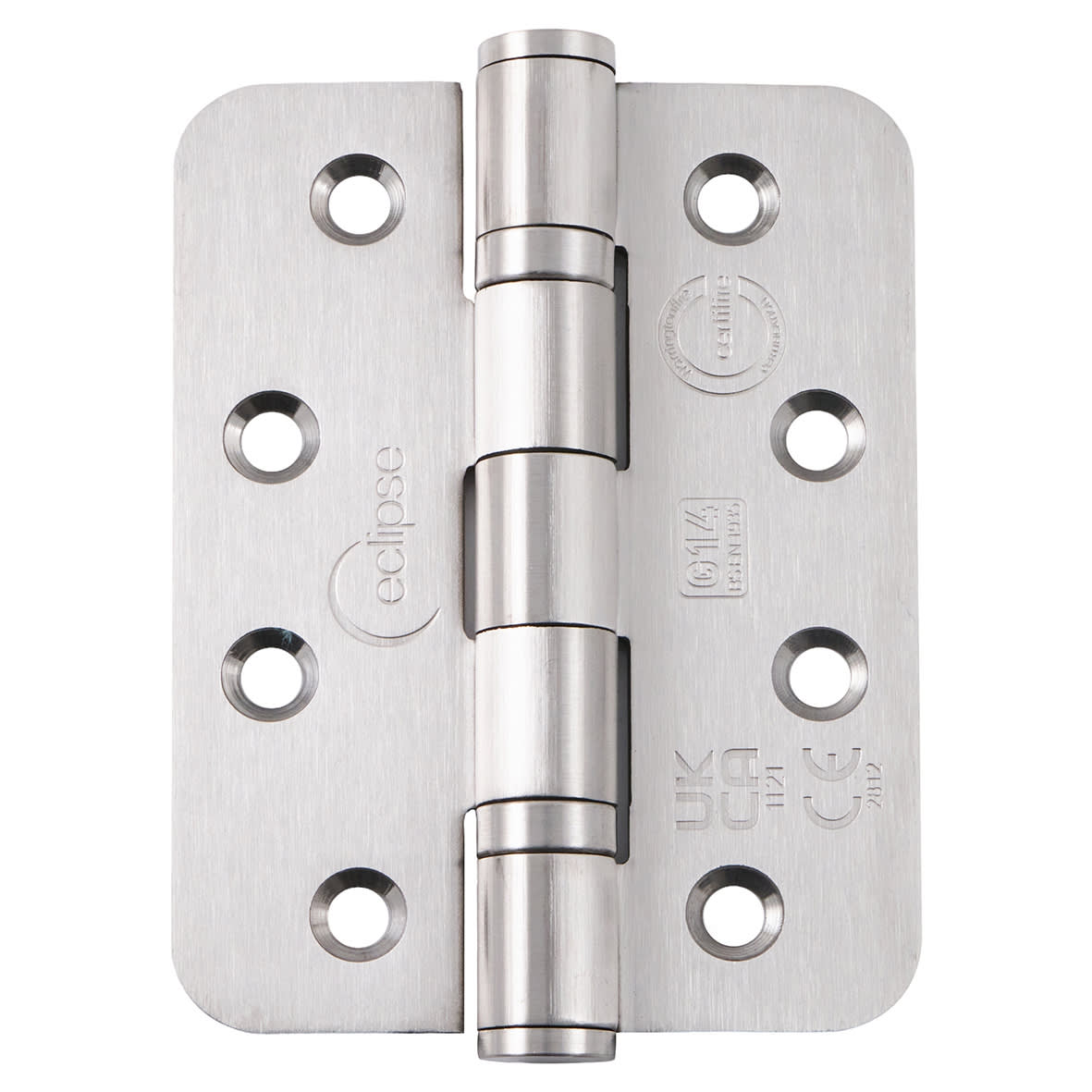 Radius Ball Bearing Grade 14 Butt Fire Door Hinge - 102 x 76 x 3mm - Satin Stainless - Pair