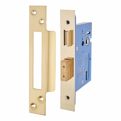 Architectural Bolt Through 3 Lever Sashlock - 78mm Case - 57mm Backset - PVD Brass