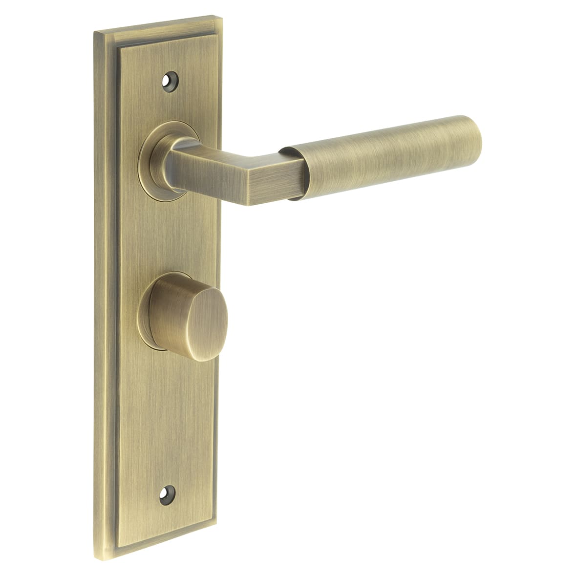 Antique Brass Fire Rated Bathroom Door Handles - Westminster - Inner 1 - 200 x 55mm