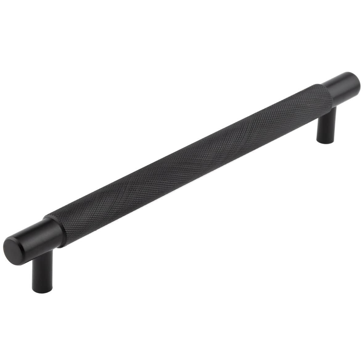 Taplow 18mm Knurled T-Bar Cabinet Pull Handle - 224mm c/c - Black