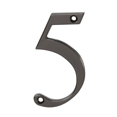 76mm Screw Fix Door Numeral - 5 - Bright Bronze
