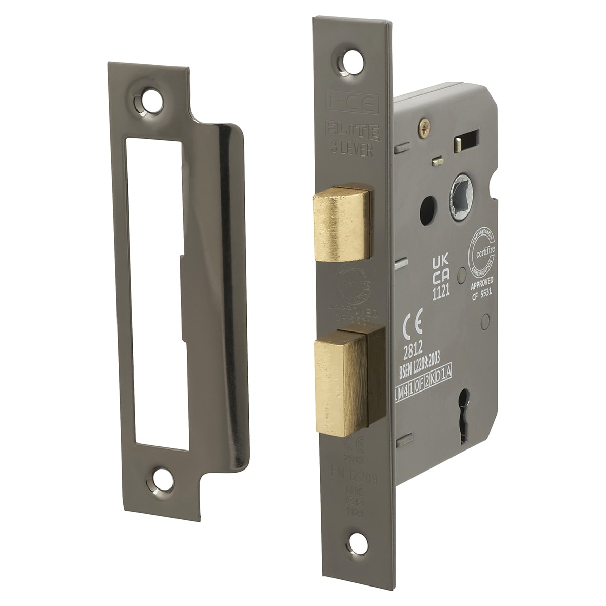 Bolt Through 3 Lever Sashlock - 63mm Case - 45mm Backset - Square - Black Nickel
