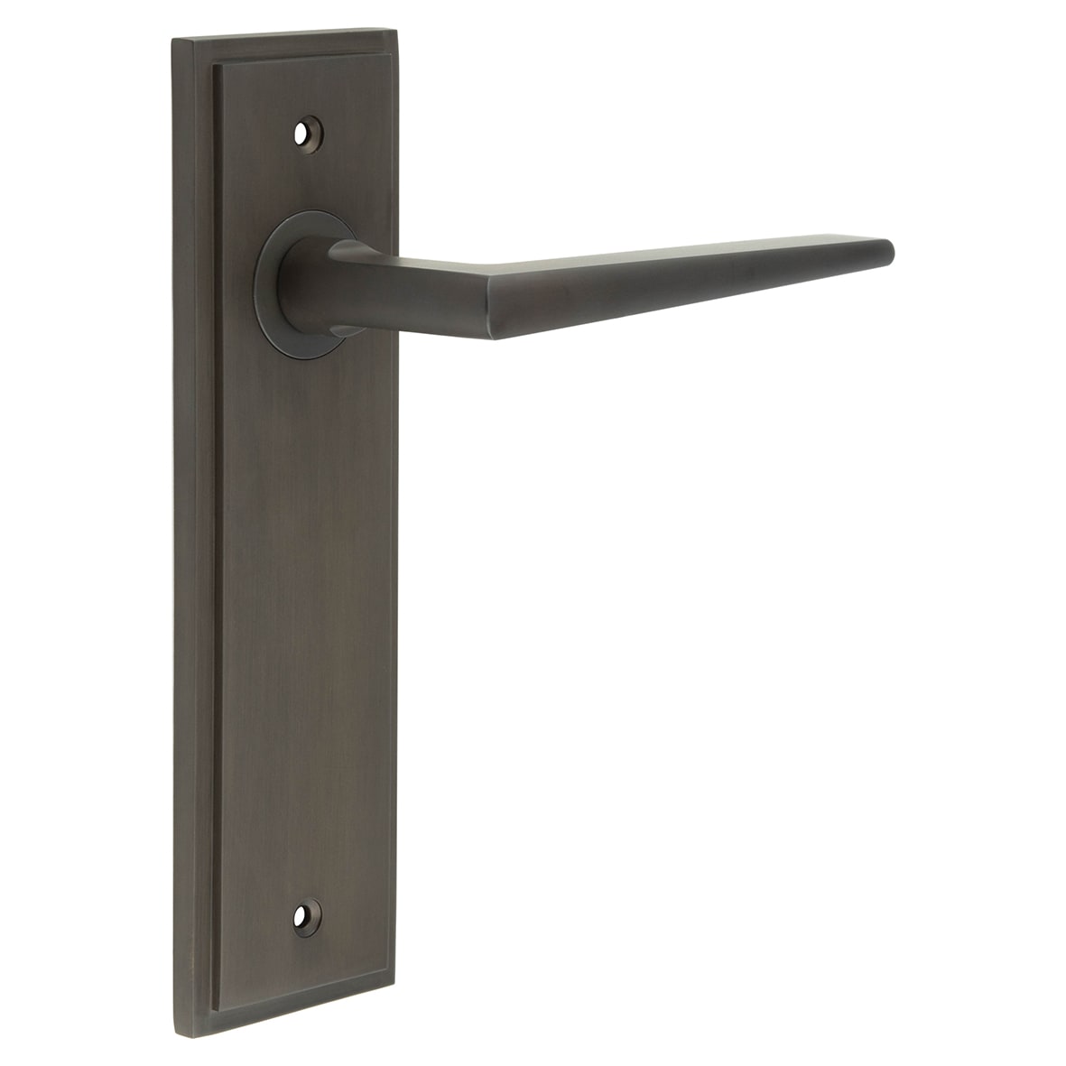 Dark Bronze Fire Rated Latch Door Handles - Mayfair - 200 x 55mm