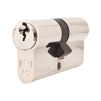 5 Pin 65mm Euro Double Cylinder - 30 + 35mm - Polished Nickel - Keyed to Differ
