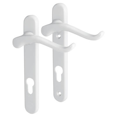 White uPVC Scroll Multipoint Door Handles - 92mm c/c - RH - Windsor Range