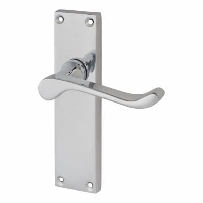 Polished Chrome Victorian Scroll Latch Door Handles - 155 x 42mm