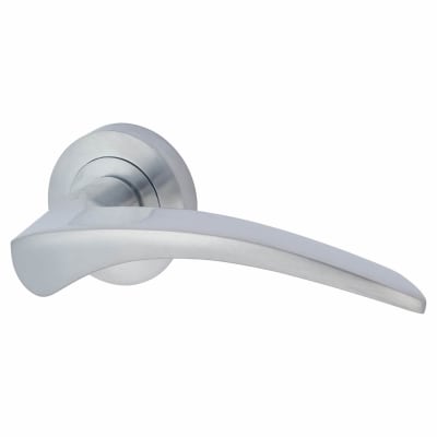 Satin Chrome Door Handles on Round Rose - Aston Range