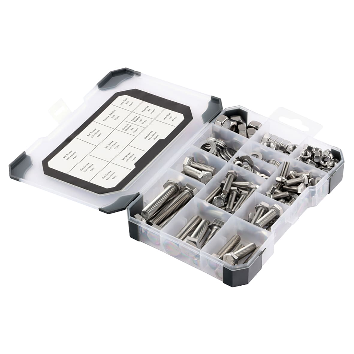 Assorted Nut, Bolt & Washers - Mixed Tray - Zinc Plated - Pack of 199