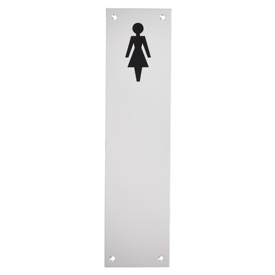 Finger Plate - Ladies Toilet Door Sign - 300 x 75mm - Satin Anodised Aluminium