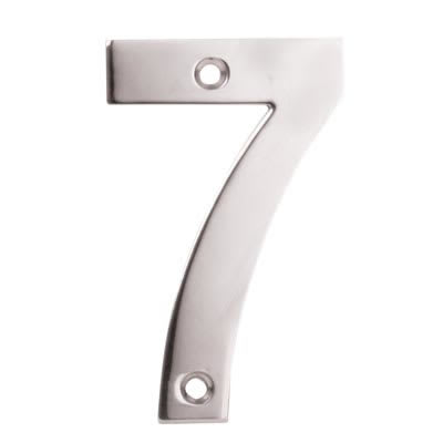 100mm Screw Fix Door Numeral - 7 - Satin Stainless Steel