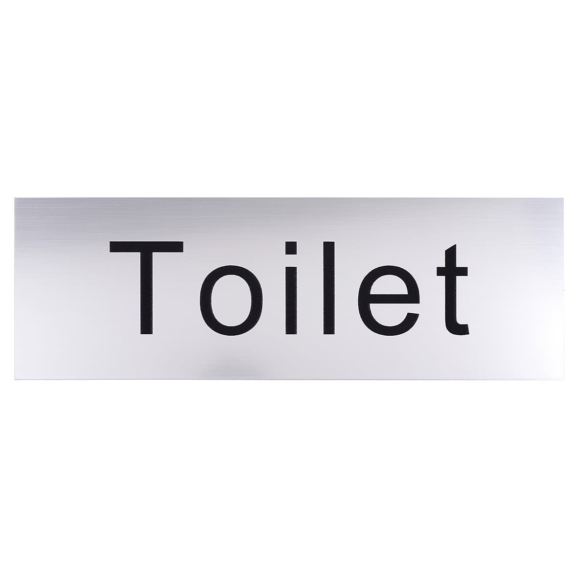 Toilet Door Sign - 300 x 100mm - Brushed Silver Plastic