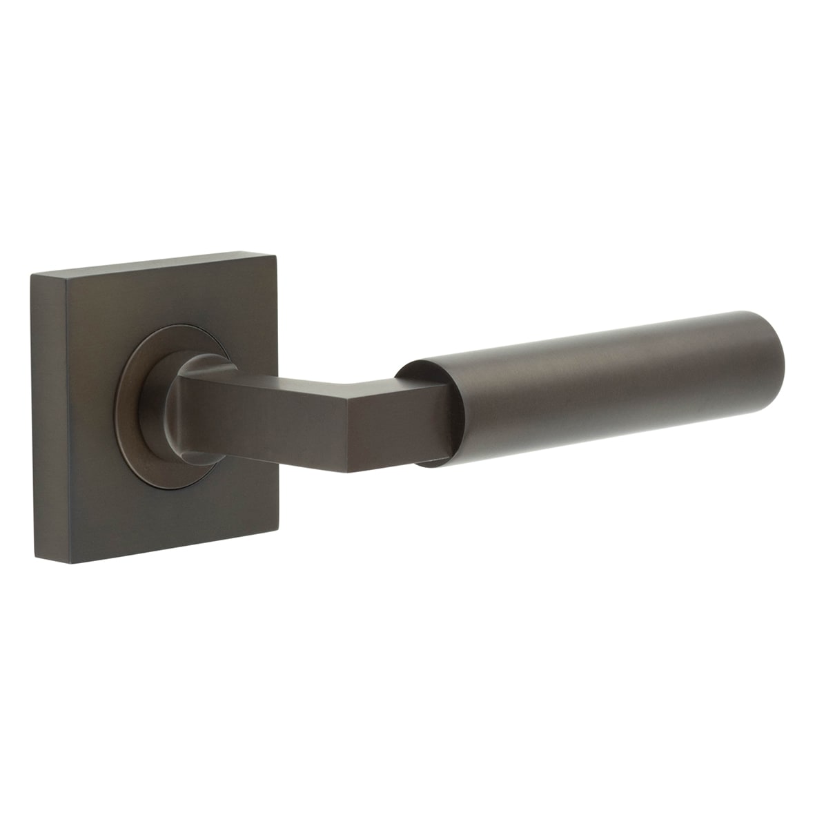 Dark Bronze Fire Rated Door Handles on Square Rose - Westminster Range