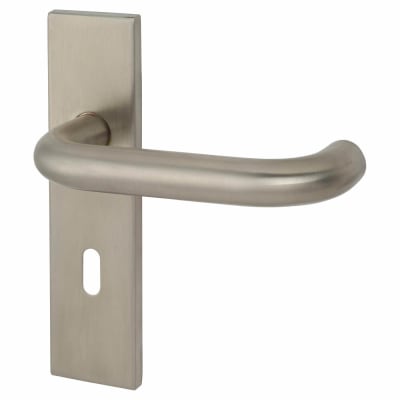 Satin Stainless Steel 19mm Return to Door Keyhole Lock Door Handles - Square - 57mm c/c