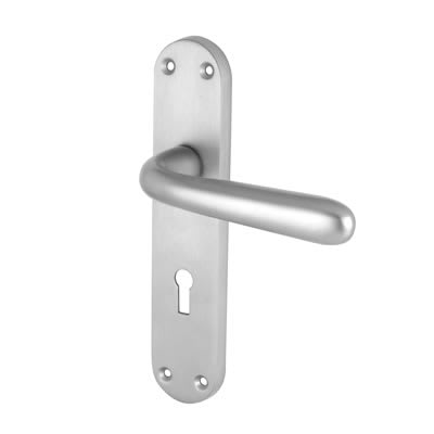Satin Chrome Keyhole Lock Door Handles - Arezzo Range - 182 x 39mm