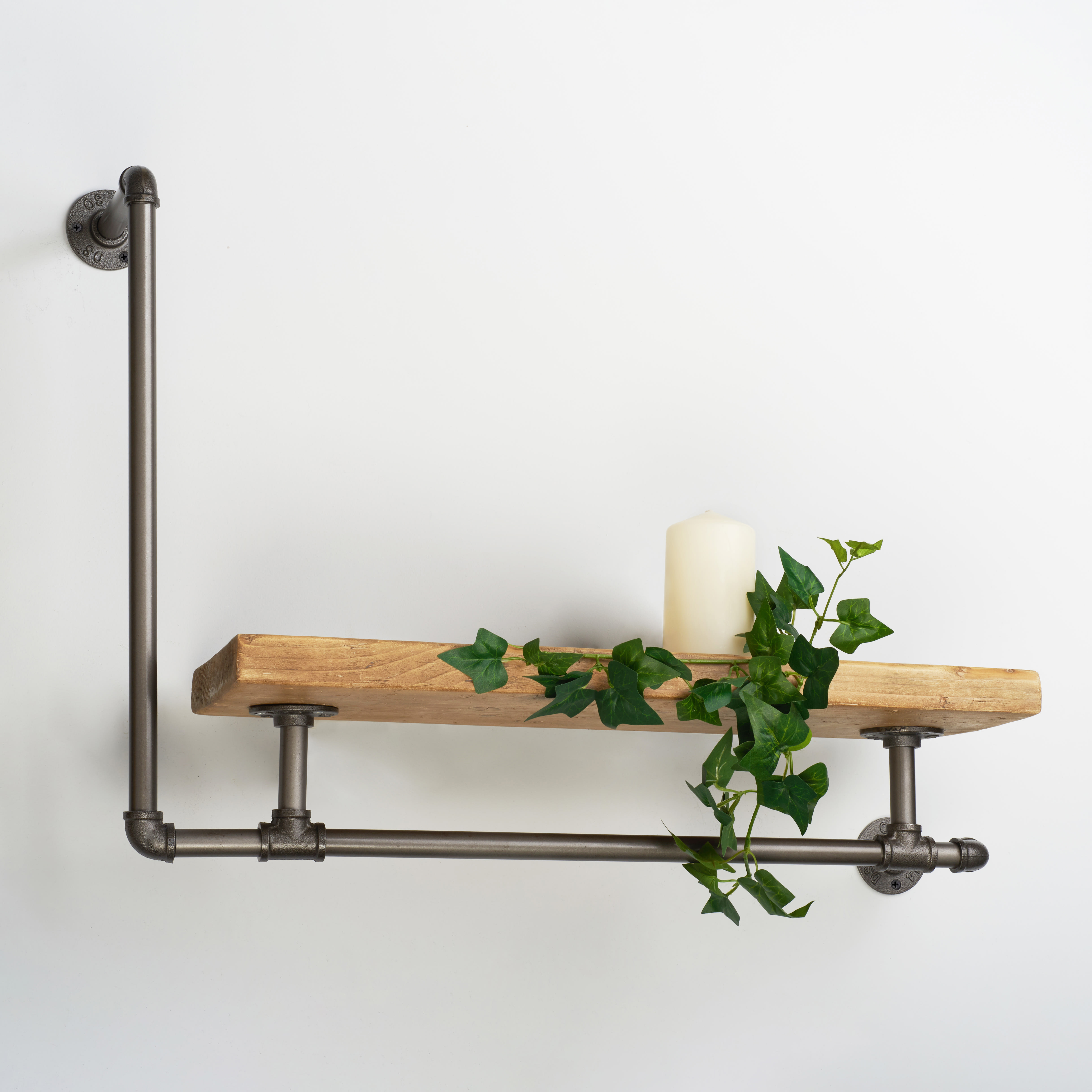 1/2" L Shaped Pipe Shelf Kit - Grey