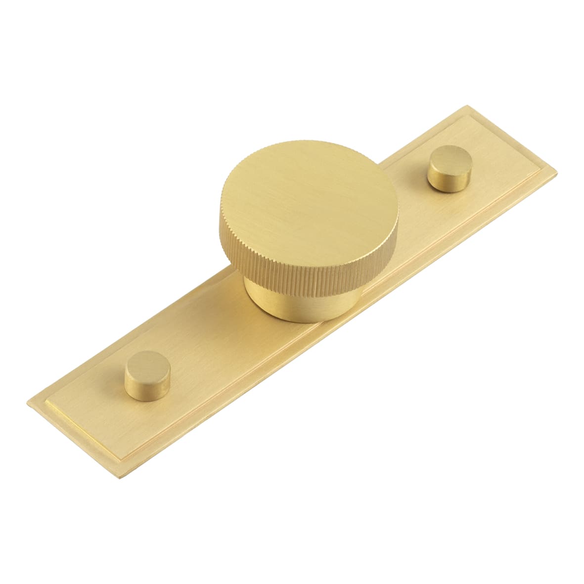 Thaxted Lines Round Cabinet Knob on Stepped Backplate - 40mm Diameter - Satin Brass